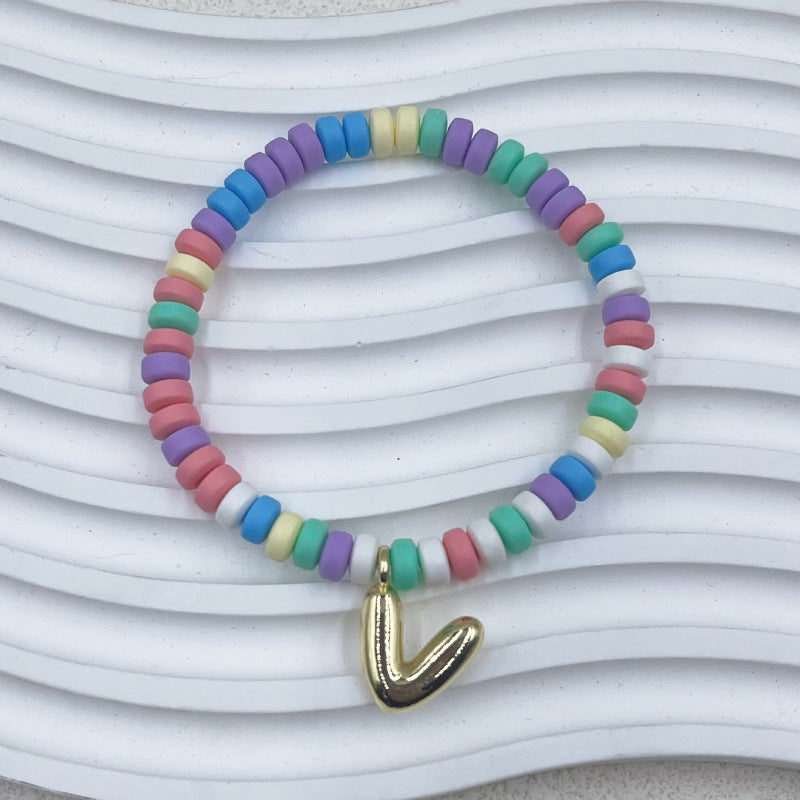Bubble Balloon Letter Bracelet Best Friend Friendship Gift Sweet Bracelet Colorful Soft Clay Abacus Bead Bracelet