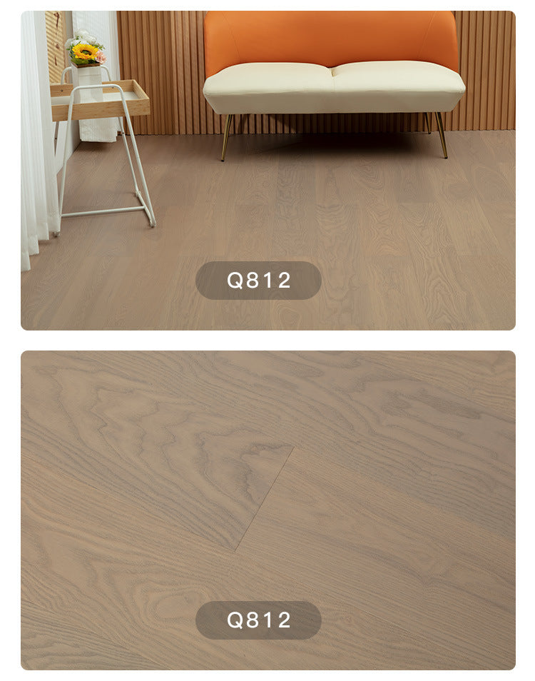 1.2mm White Ash Natural Wood Veneer New Three-Layer Solid Wood Composite Floor Heating Home Eco-Friendly Flooring Package Installation for Entry