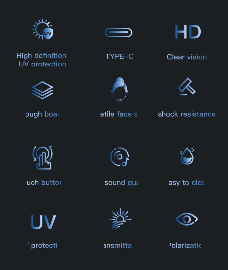 AI Binaural Smart Bluetooth Glasses Anti-ultraviolet Sports Bluetooth Headset Ultra-long Battery Life Smart Glasses