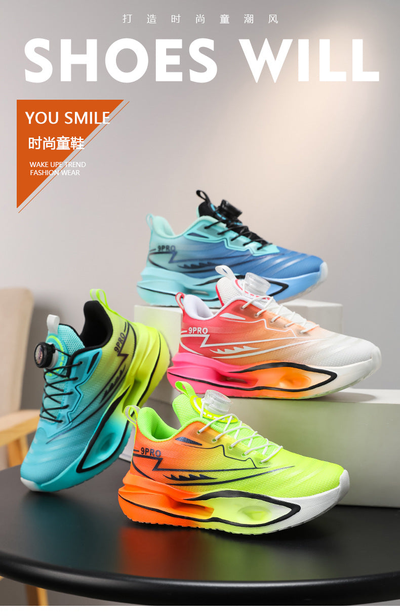 Red Rabbit9PRO Children's Fashion Casual Rotating Buckle Sports Shoes for Girls Lightweight Non-Slip Wear-Resistant Running Shoes for Boys