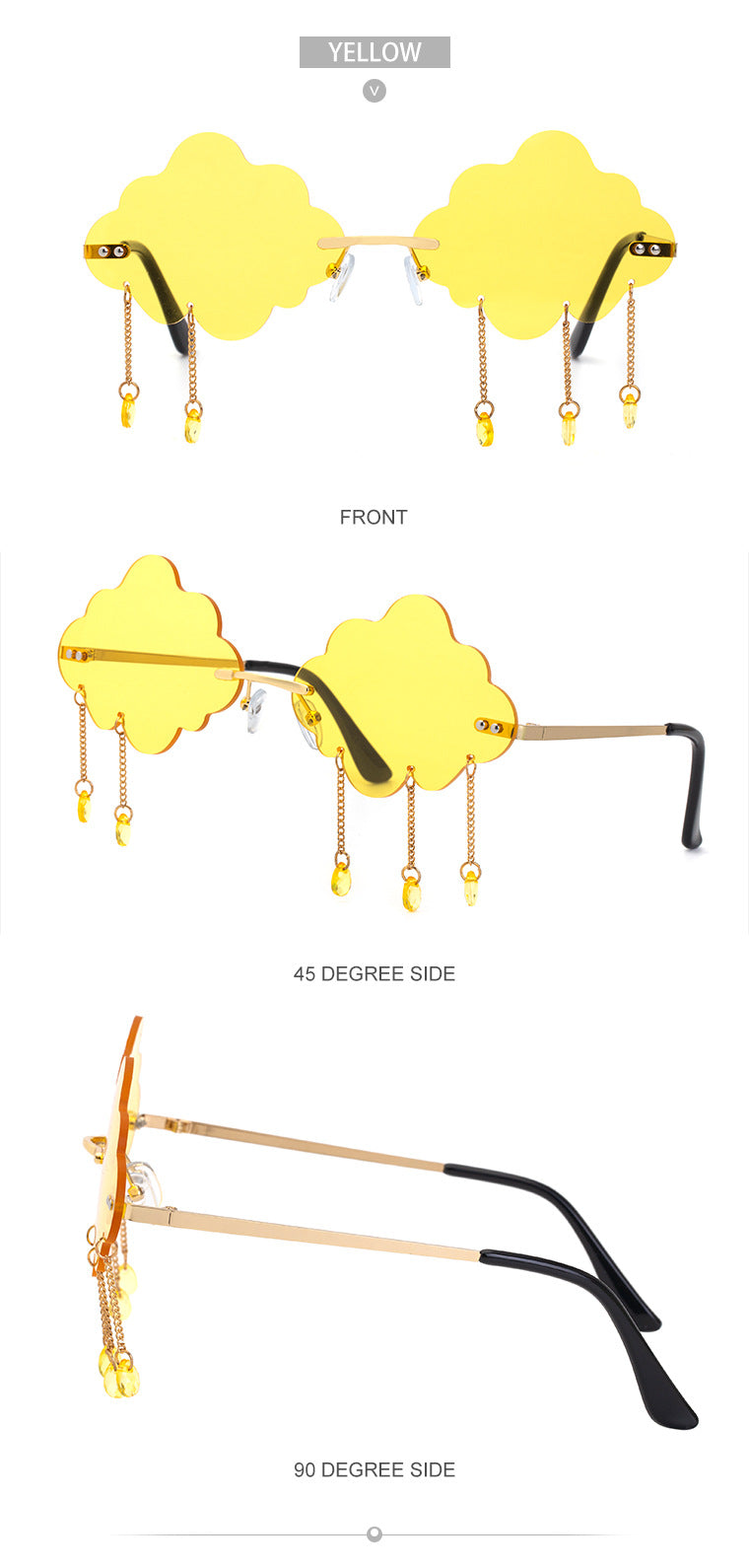 New Sunglasses for Women with Pendant Cloud Design, Trendy Personality Party Funny Ocean Film Prom Sunglasses