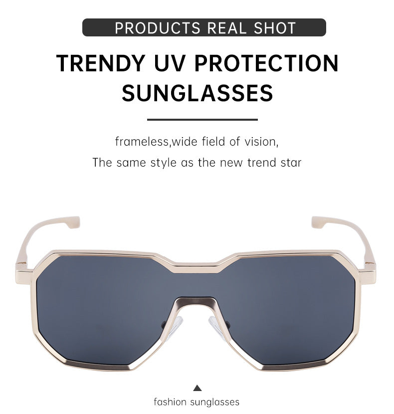 Irregular Steampunk Style Sunglasses European and American Metal Full Frame Integrated Sunglasses for Men Driving Glasses Wholesale