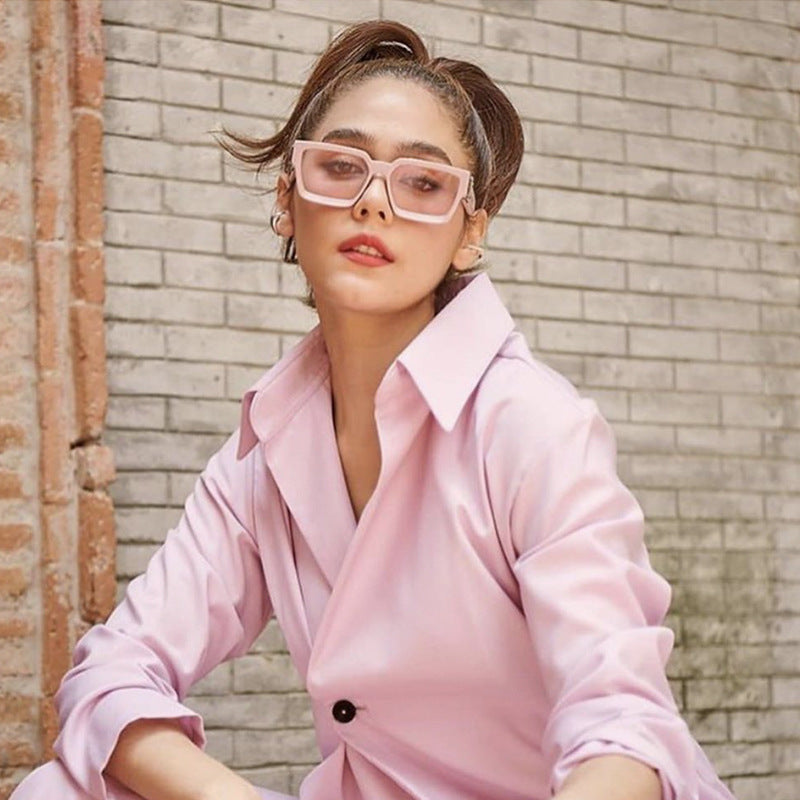 millionaire Large Square Frame Sunglasses for Women, Internet Celebrity Style, 0k Rich Driving Sun Protection Sunglasses for Men86229