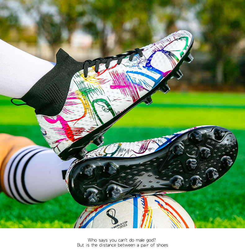 Youth Football Shoes Men and Women Long Spikes Adult Professional Sports Training Shoes Artificial Grass Non-Slip Wear-Resistant Competition Shoes