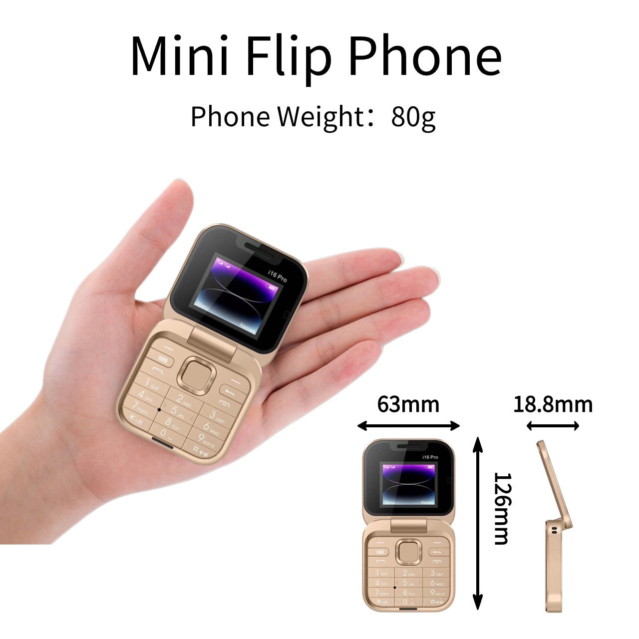 Mini Foldable Feature Phone Flip Cover Elderly Button Phone Pocket Women's Personalized Phone Backup Phone