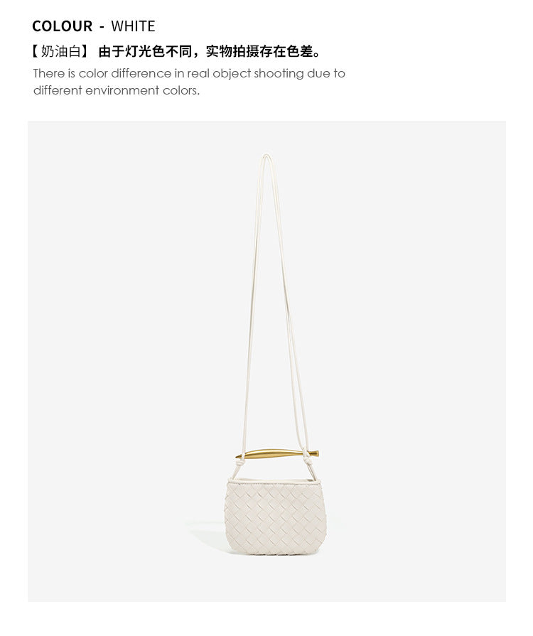 European and American Handmade Woven Bag Sardine Bag Niche Design Dumpling Bag Women's Metal Handbag Shoulder Bag Crescent Bag