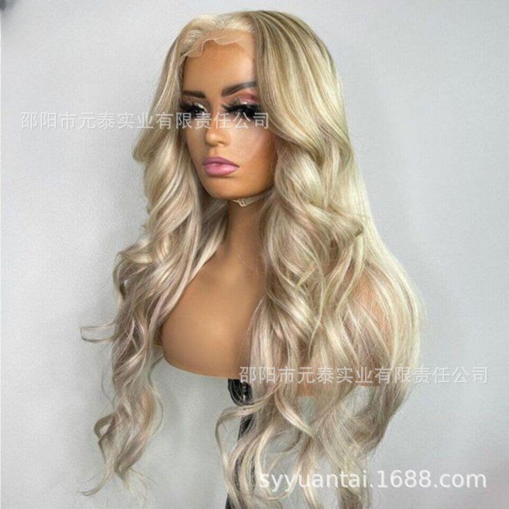 AshHoneyBlondeOmbreColored13x4LaceFrontSyntheticWig Long Curly Hair