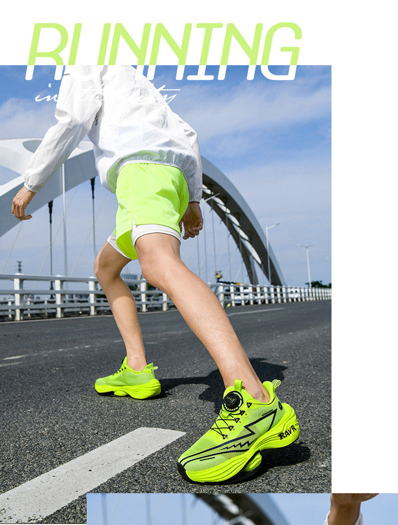 2025Autumn Winter Casual Fashion Double Mesh Knob Buckle Sneakers Super High Elastic Soft Sole Carbon Plate Anti-Slip Running Shoes