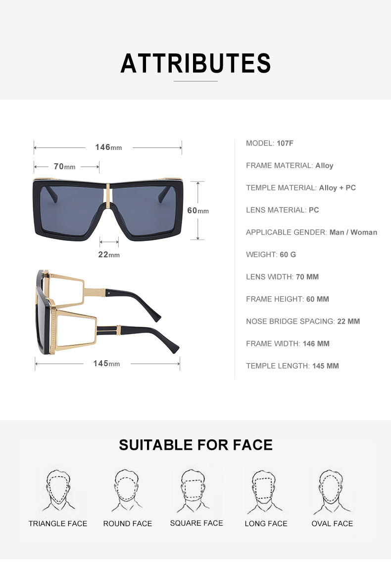 New Steampunk Style Sun Protection Sunglasses for Women, Full Coverage, Men's Trendy European and American Wholesale