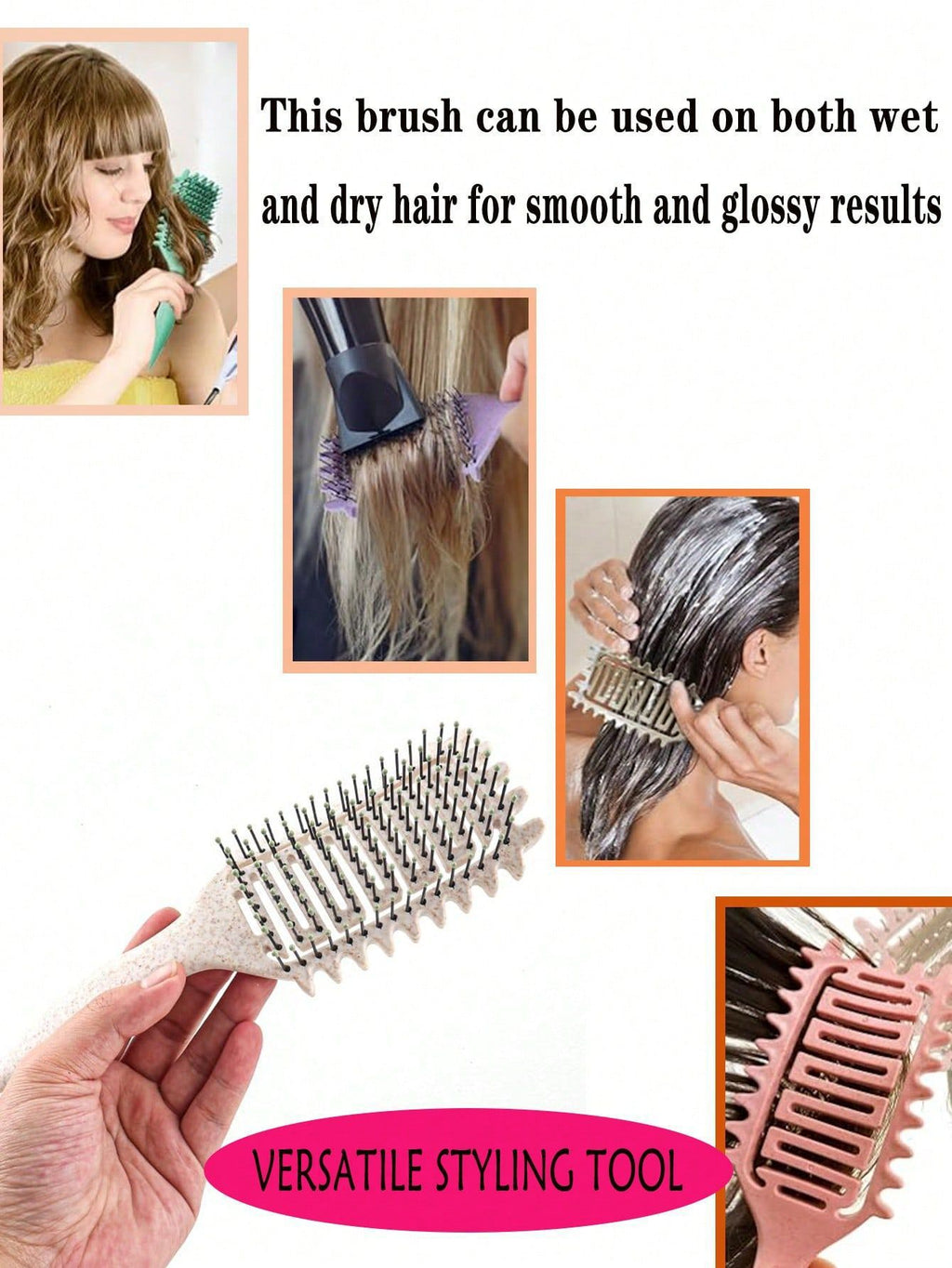 Bounce Curl Defining Styling Comb Hair Styling Anti-Frizz No Tangles Curl DefineStylingBrush