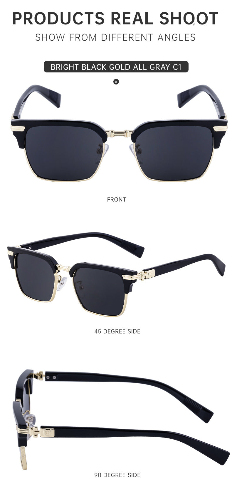 New Retro Square Frame Sunglasses Unisex Eyebrow Frame UV Protection Sunglasses Double Bridge Glasses shades