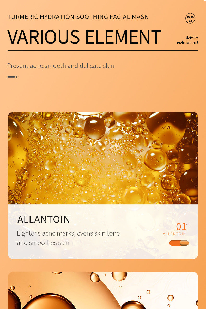 Full English Turmeric Mask SADOER Hydrating and Moisturizing Facial Mask Sheets  Foreign Trade Live Wholesale