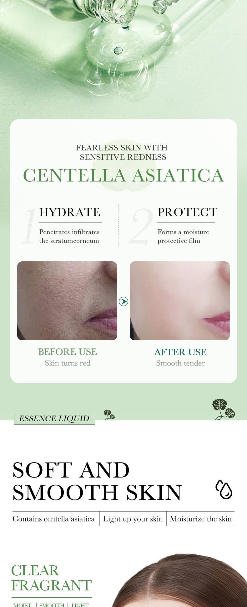 Centella Asiatica Skin Care Set in English BIOAOUA Cleansing, moisturizing and moisturizing six-piece set  foreign trade wholesale