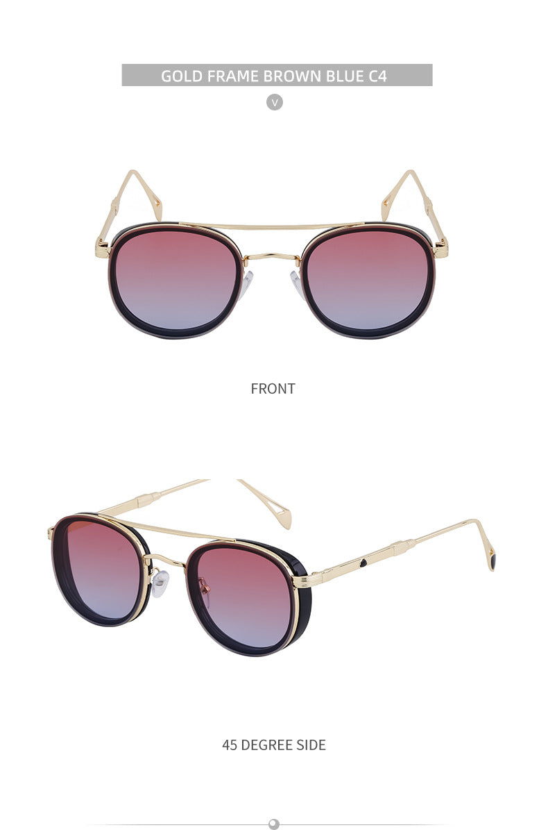 European and American Retro Oval Frame Sunglasses for Men, Side Wrap Small Frame Sunglasses for Women, Trendy Glasses Wholesale shades