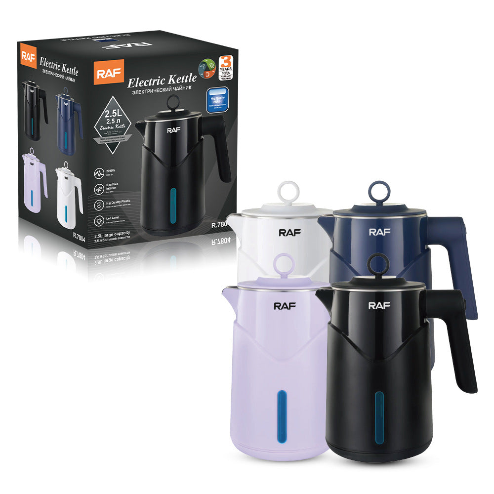 RAF European Standard Stainless Steel Electric Kettle for Home and Hotel Use, Double Layer, Anti-scald, Automatic Power-off304Seamless Integrated
