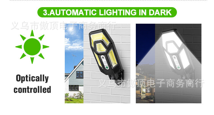 New Solar Wall Light Outdoor Human Body Sensing Street Light Waterproof Garden LED Garden Landscape Light Remote Control