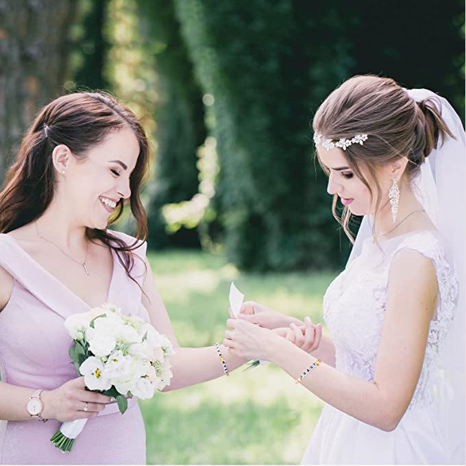 Best Friend Friendship Bracelet Women's Gift6mm Beaded Elastic Cord Spacer Bead Bracelet Letter Heart Bracelet