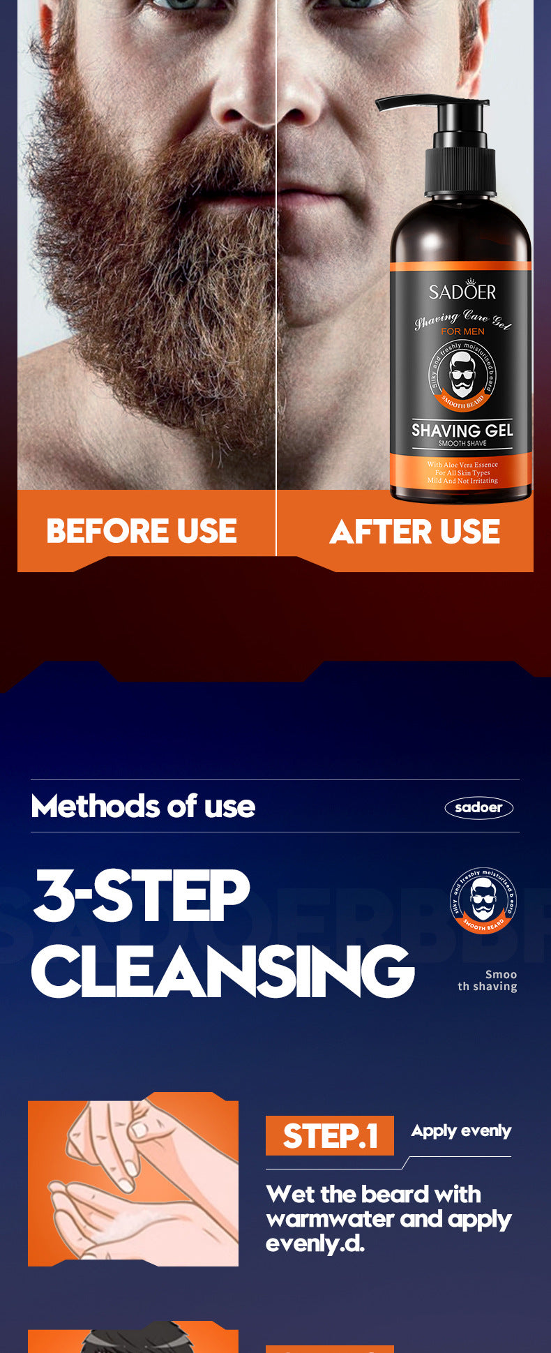 Full English Men's Shaving Gel210ml SADOER Softening Beard  Wholesale