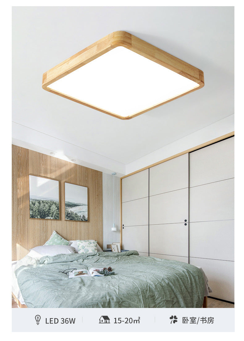 Log LED Ceiling Light Simple Modern Living Room Master Bedroom Dining Room Study Balcony Elegant Solid Wood Japanese Style Lighting