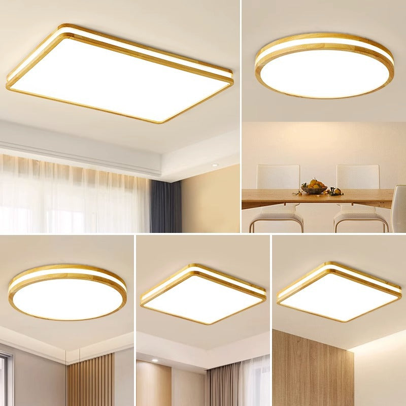 Minimalist Nordic Style Solid Wood Lighting LED Square Ceiling Light Living Room Light Hallway Light Study Light Balcony Light