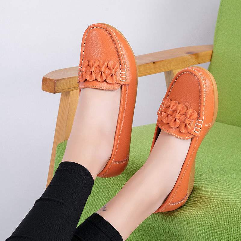 Women's Shiny Loafers2025Autumn New Style Wedge Mid-Heel Flat Shoes with Soft Sole for Moms