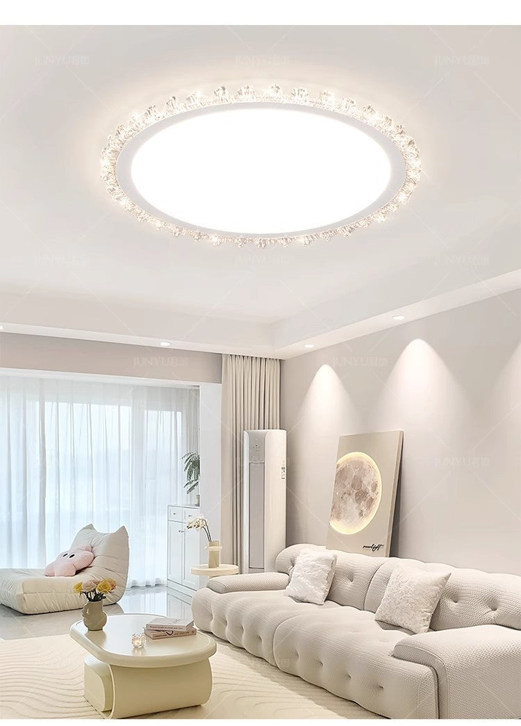 Light Luxury Living Room Ceiling Lamp New Crystal Lamp Cream Style High-end Bedroom Main Lamp Round Shape led Eye Protection Lighting