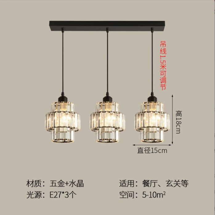 Export Simple Restaurant Crystal Pendant Light Single Head3Headboard Pendant Light Dining Table Bar Crystal Pendant Light Wholesale