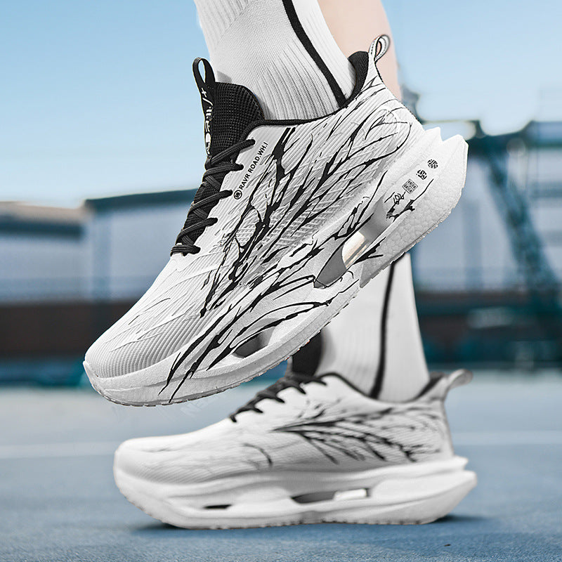 Autumn Winter New Double Mesh Thickened Parent-Child Fluorescent Fashion Casual Sports Shoes Really Soft Bottom Carbon Plate Lightweight Running Shoes