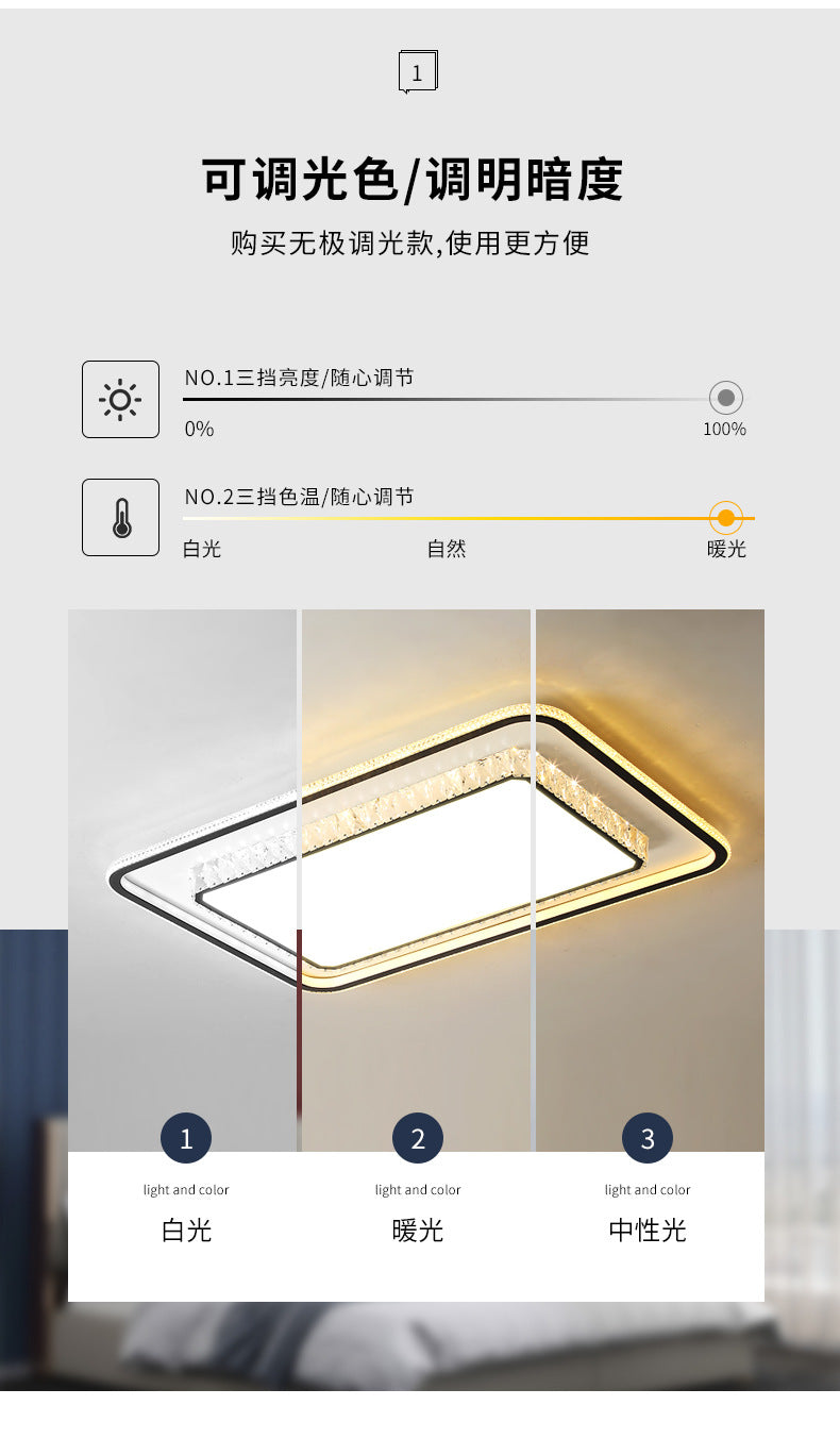 Wholesale Large Living Room Lamp2025New Year's Light Luxury Crystal led Ceiling lamp simple modern elegant bedroom lighting fixture