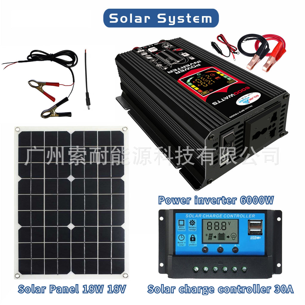 12V Solar Energy Kit System: Inverter 30A Controller 18W Solar Panel Solar System