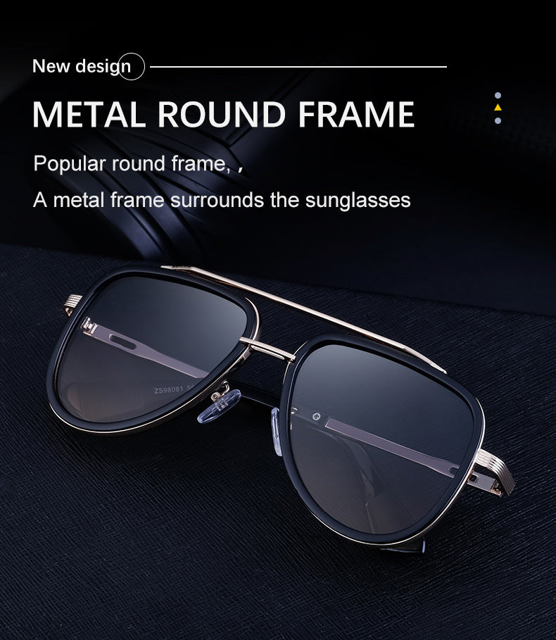 Vintage Double Bridge Aviator Sunglasses for Men Outdoor Driving Sun Protection Sunglasses Wholesale Personality Glasses shades
