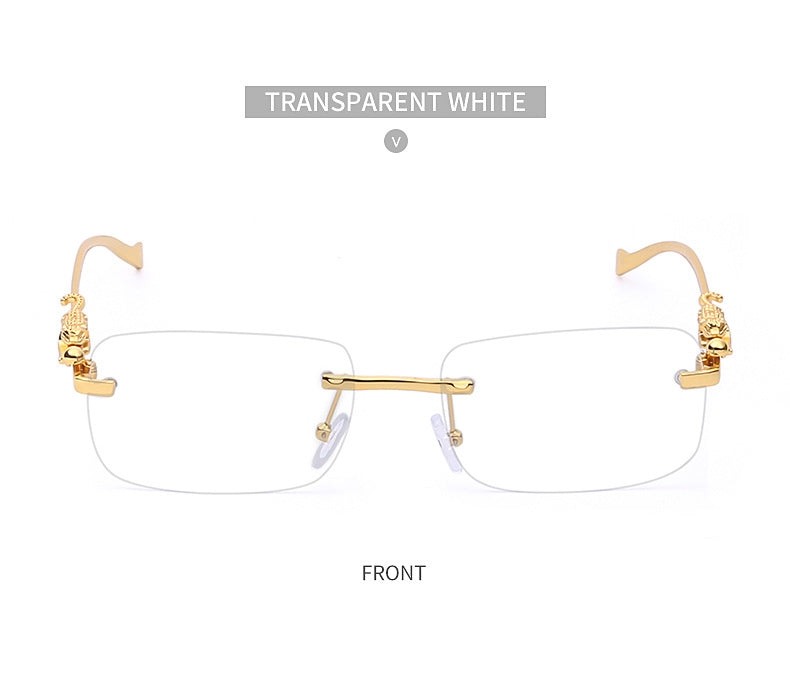 New Fashion Small Frame Square Sunglasses Men's Sunglasses Women's European and American Trendy Rimless Sunglasses Men