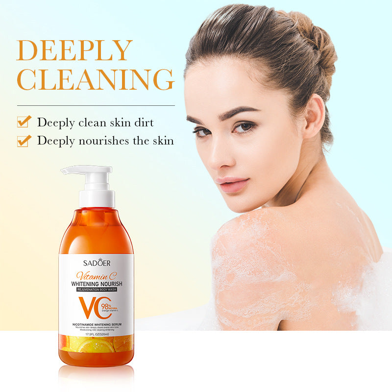 All English Vitamins C Shower Gel520g SADOER Whitening, Moisturizing and Cleansing Body Wash  Foreign Trade Wholesale