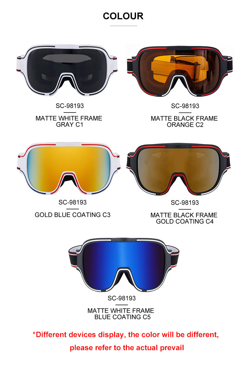 Fashion Large Frame Integrated Sunglasses for Women Trendy Sports Outdoor Cycling Windproof Coldproof Anti-fog Ski Goggles for Men