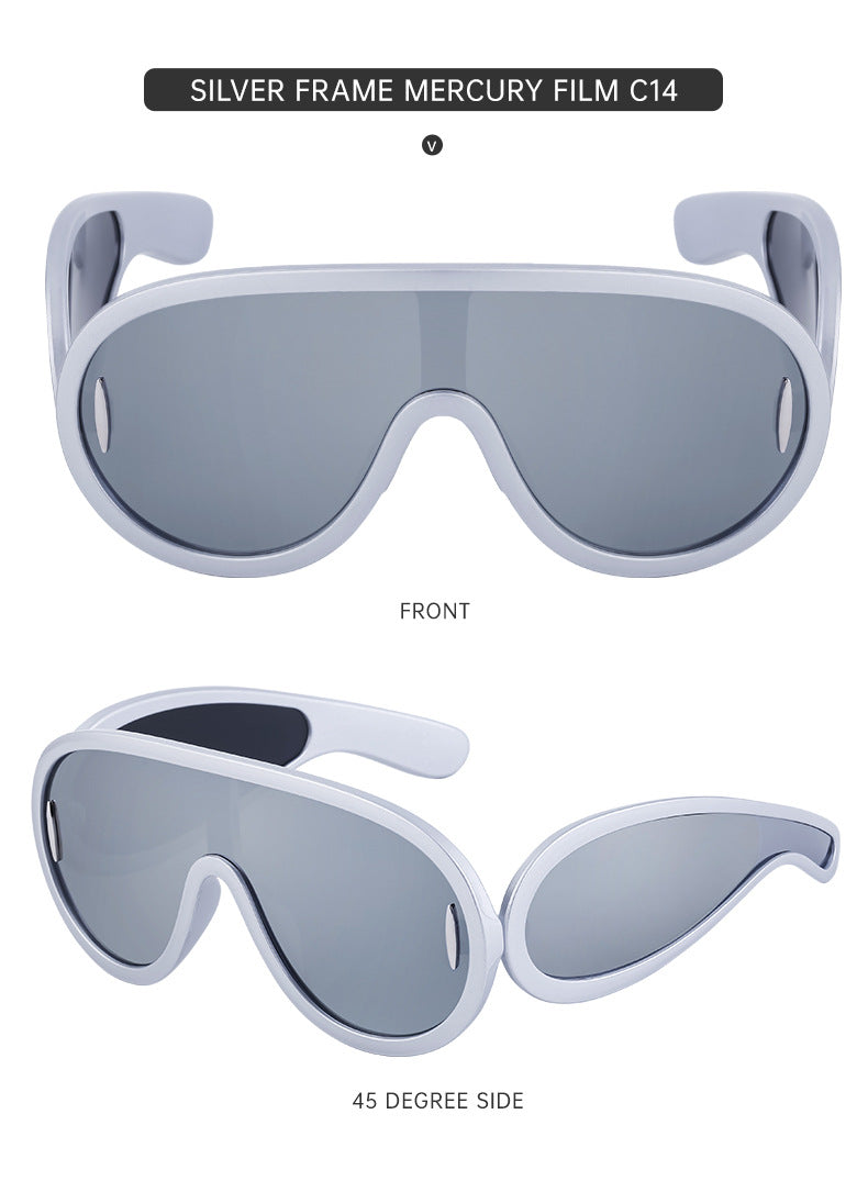 INS One-piece Large Frame Sunglasses for Women, European and American Fashion Sports Cycling Sunglasses, Windproof Glasses Wholesale