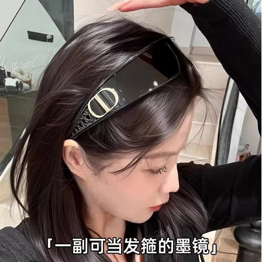 New One-Piece Headband Sunglasses for Women Outdoor UV Protection Sun Glasses High-End Trendy European and American Style Hair Accessories