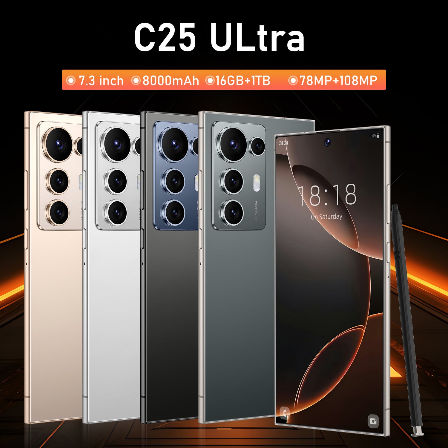 Exclusive Supply C25 Ultra Smartphone7.3Extra-large Screen16+1T Android Phone Factory Price
