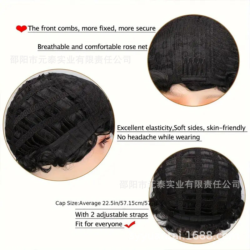 Human Hair Pixie Cut Wig Water Wave Elegant Wig Short Wigs