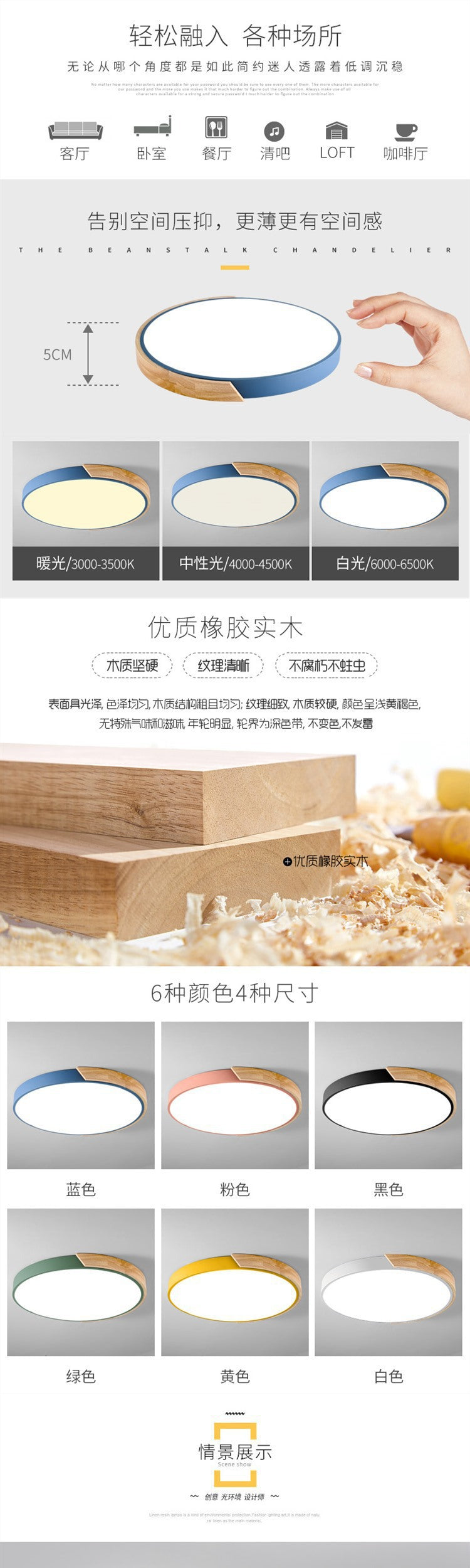 LED Lamp Bedroom Lamp Modern Simple Nordic Ceiling Lamp Creative Children's Room Study Round Room Living Room Study