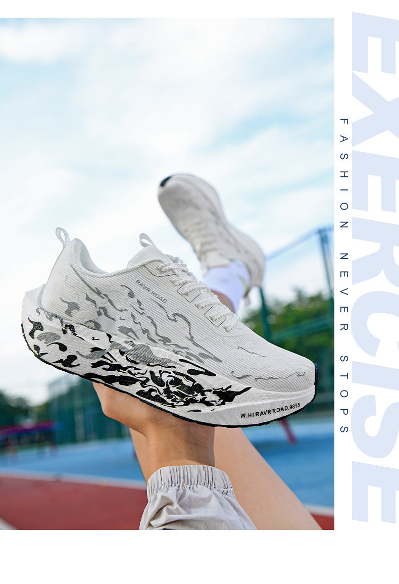 Autumn New Fashion Casual Double Mesh Thickened Sports Shoes with Real Carbon Plate High Elasticity Cushioning Marathon Lightweight Running Shoes