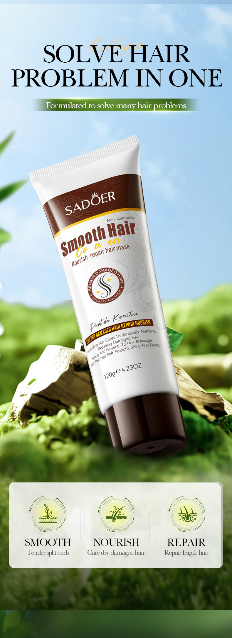 Collagen Smooth Hair Mask SADOER Nourishing and Smooth Hair Conditioner Cross-Border Wholesale