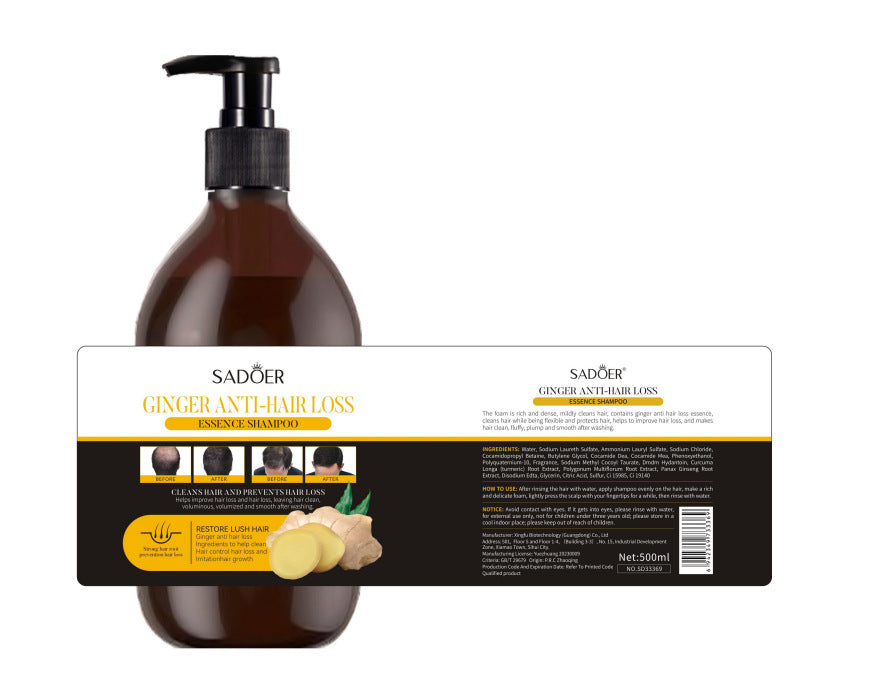 Full English Ginger Anti-Hair Loss Shampoo500ml SADOER Plant Shampoo  Wholesale