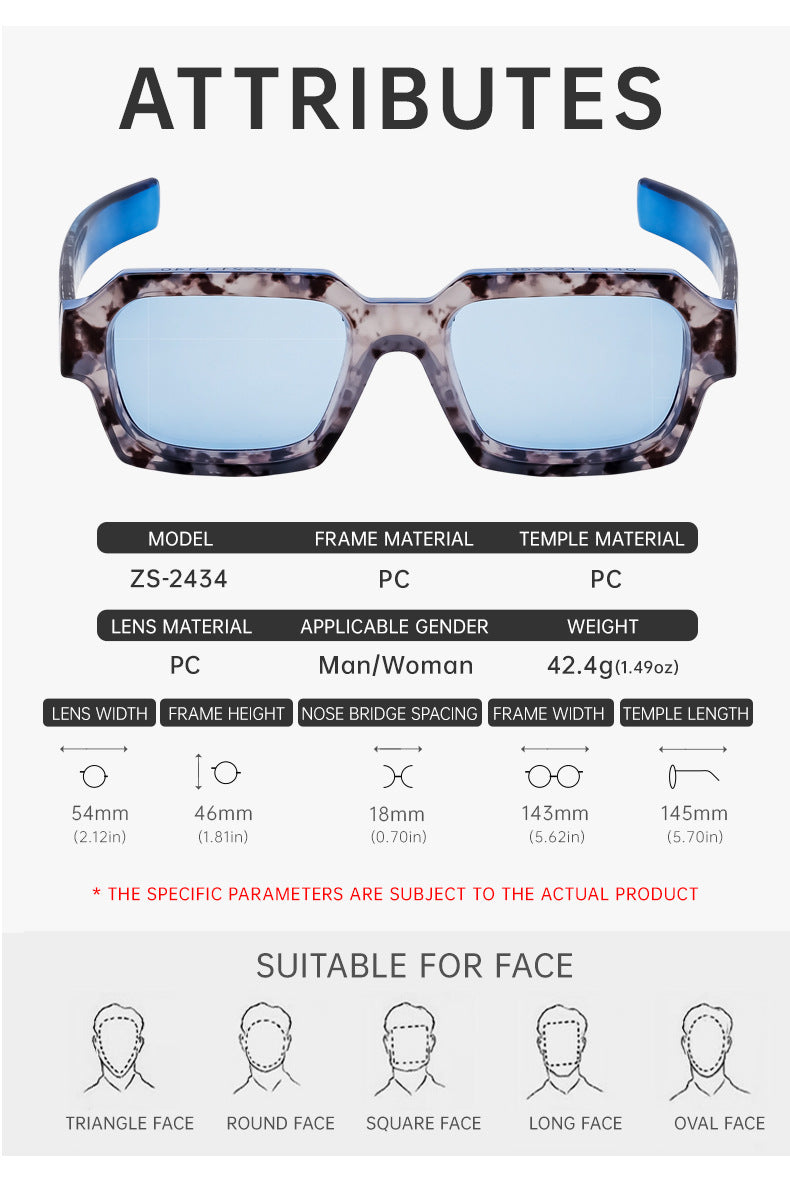 New Fashion Square Frame Sunglasses for Men and Women with a High-End Feel INS European and American style sunglasses outdoor glasses sglasses