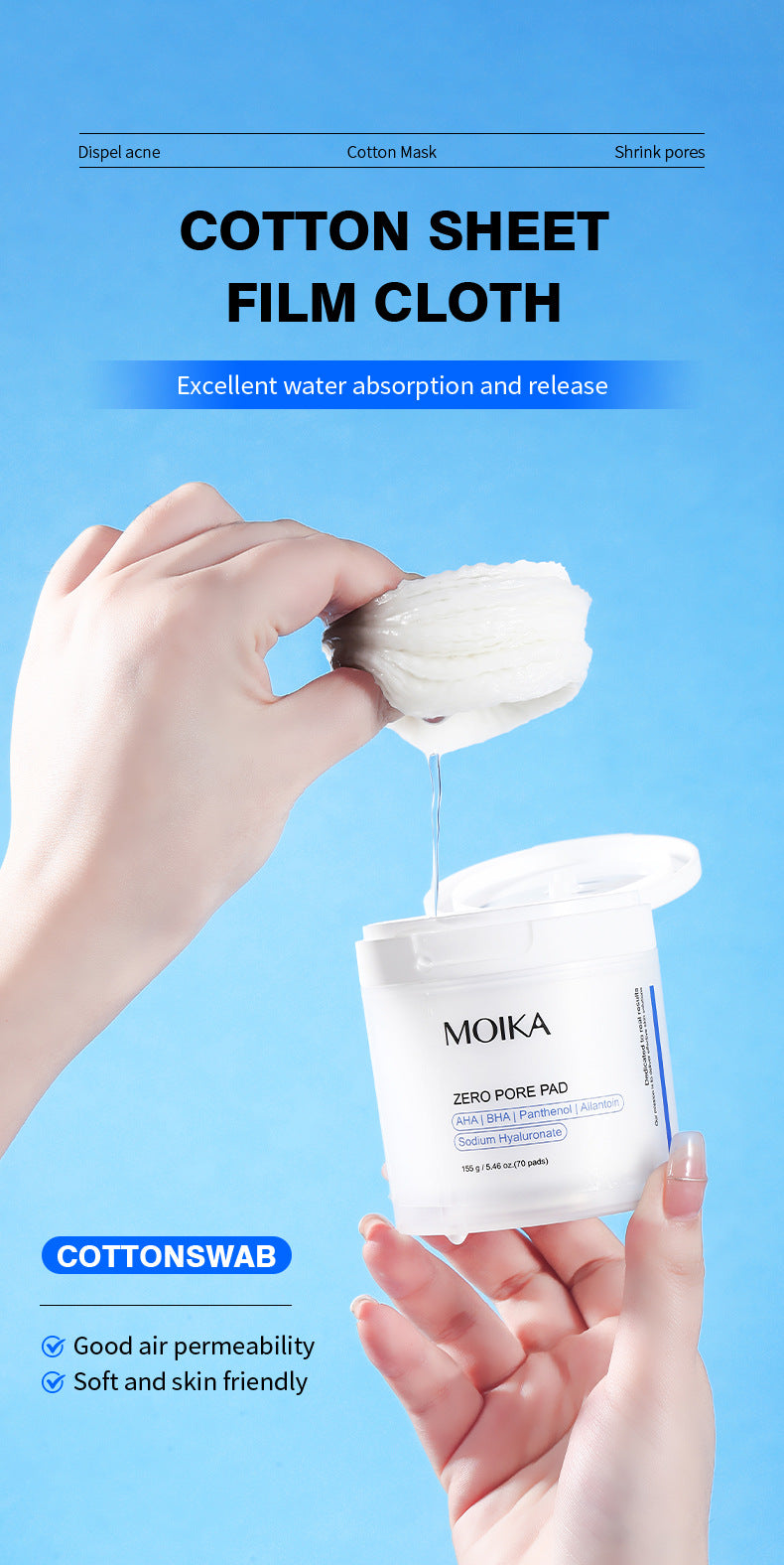 Custom Trade Ethanol Acid Cotton Pads Vitamin Exfoliating Facial Cleansing Bio Pads Individually Packaged