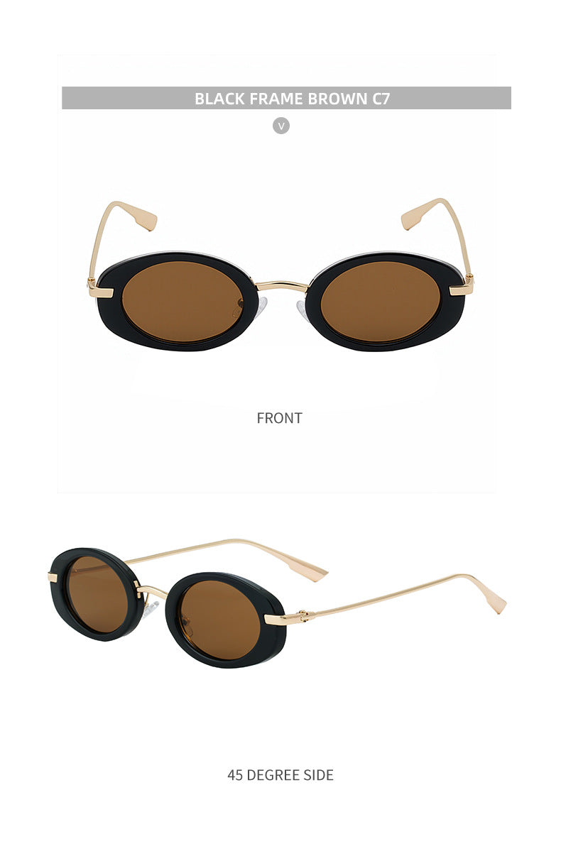 2025New European and American Fashion Oval Small Frame Sunglasses for Women, Trendy Personality Sun Protection Sunglasses Wholesale