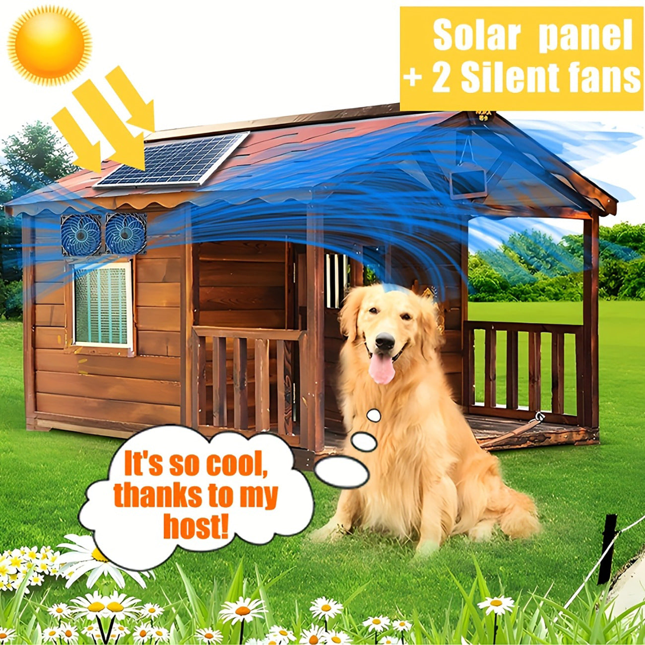 Exclusive Solar Ventilation Fan Exhaust Fan Solar Photovoltaic Pet House Ventilation Convection Cooling Blower