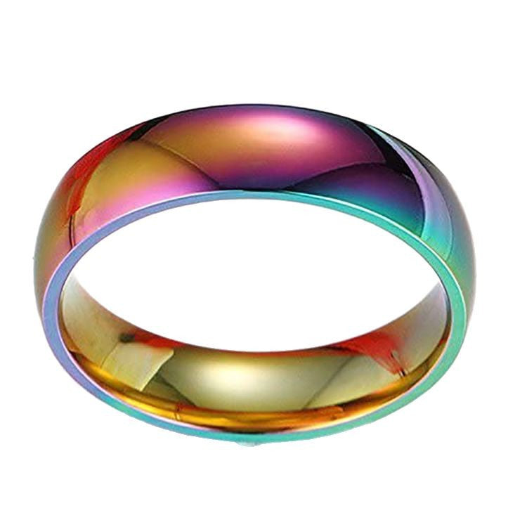 European and American Hematite Curved Ring for Men with High-end Feel, Personalized Ring for Women, Simple Colorful Faceted Ring