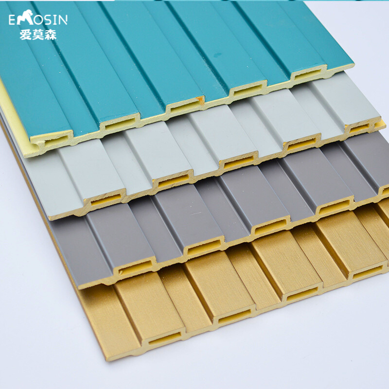 Indoor Outdoor Integrated Wood Plastic Waterproof Fluted Pvc Cladding Wpc Ceiling Panels for Interior Exterior