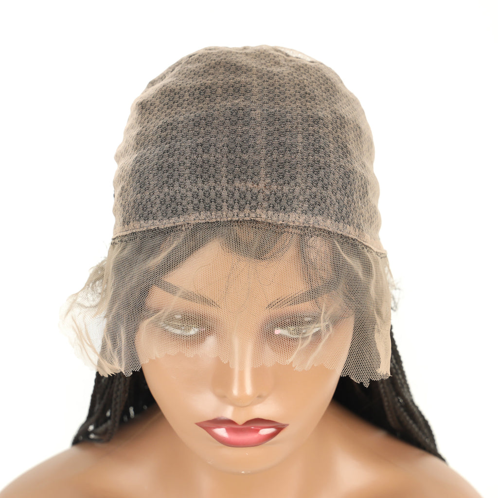 European and American Cross-Border Wig for Women, Full Lace Three-Strand Braid, Straight and Curly Synthetic Hair Wig braided wig