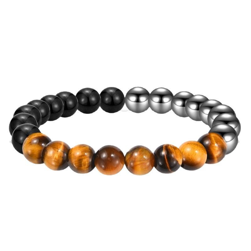 Men Triple Protection Blue Tiger Eye Bracelet Natural Stone Energy Healing Bracelet8mm Beaded Magnet Tiger Eye Bracelet
